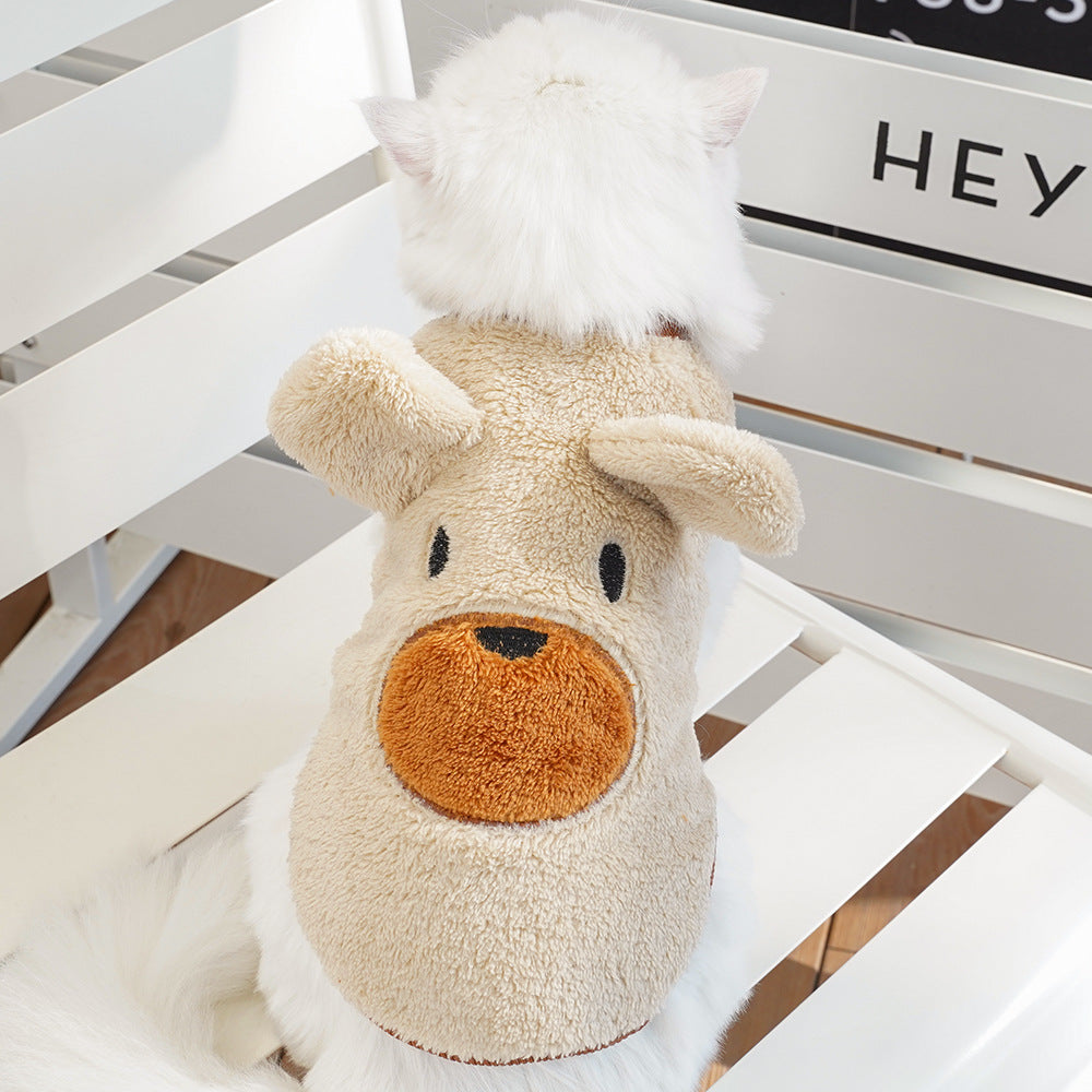 Bear Ears Fleece Coat - Warm Winter Pet Outfit