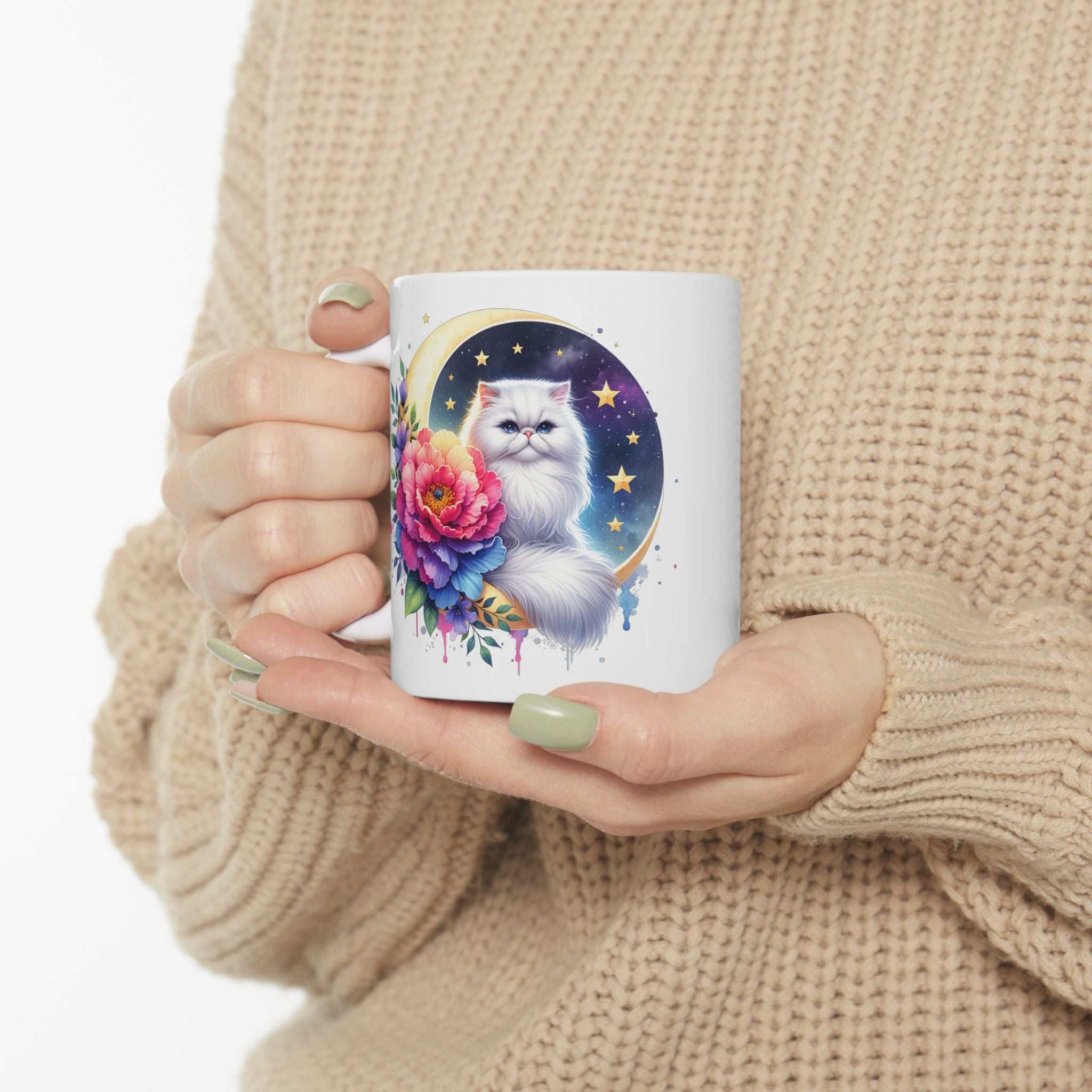 Whimsical Floral Cat Ceramic Mug - 11oz & 15oz