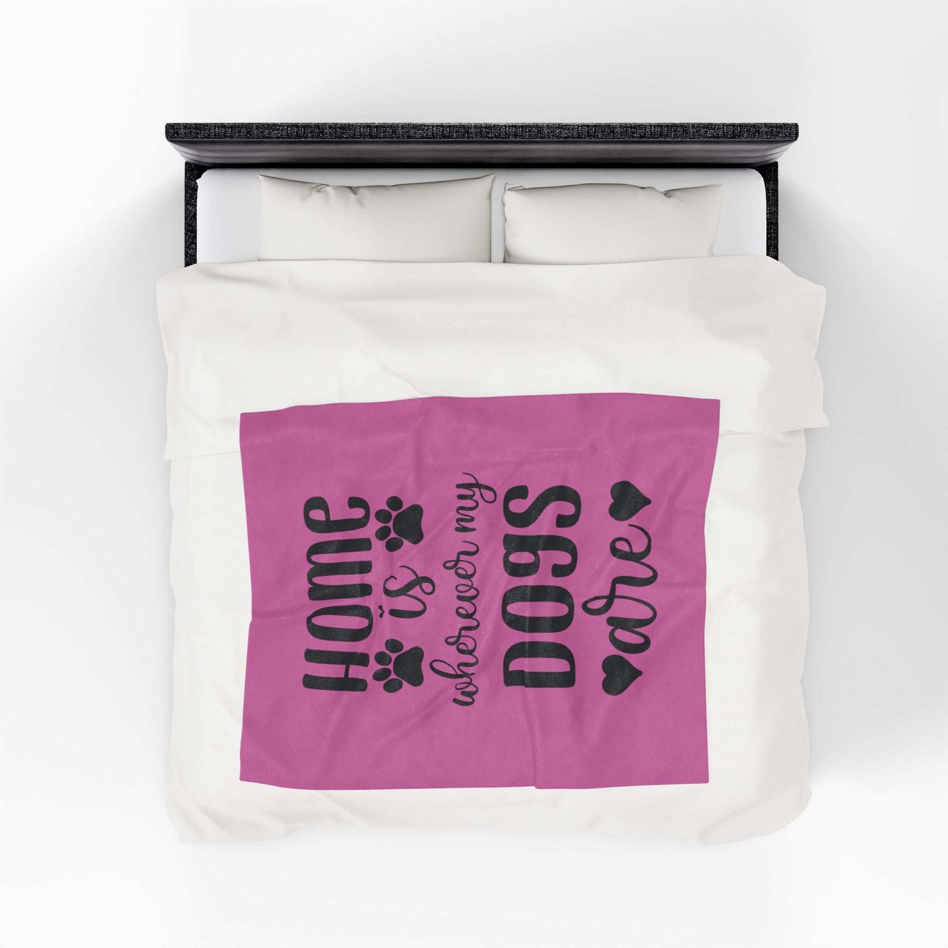 Cozy Pet Lover's Blanket - "Home is Wherever My Dogs Are" - Velveteen Plush