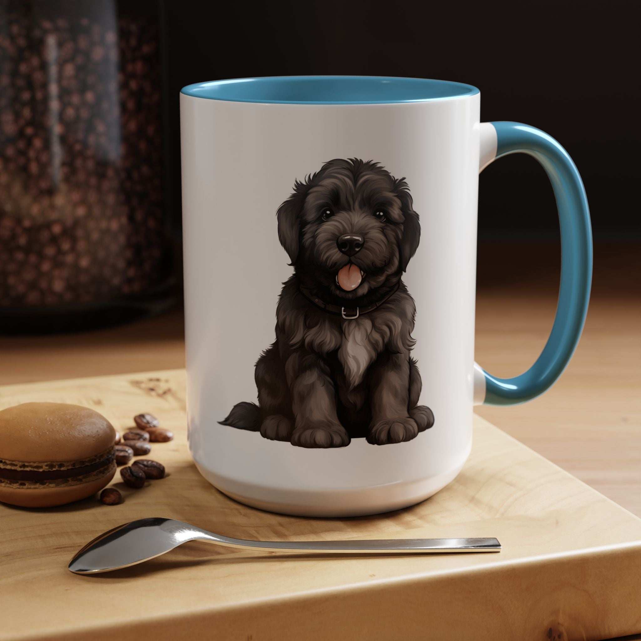 Cute Bouvier Des Flanders Dog Design Accent Coffee Mug - 11oz & 15oz