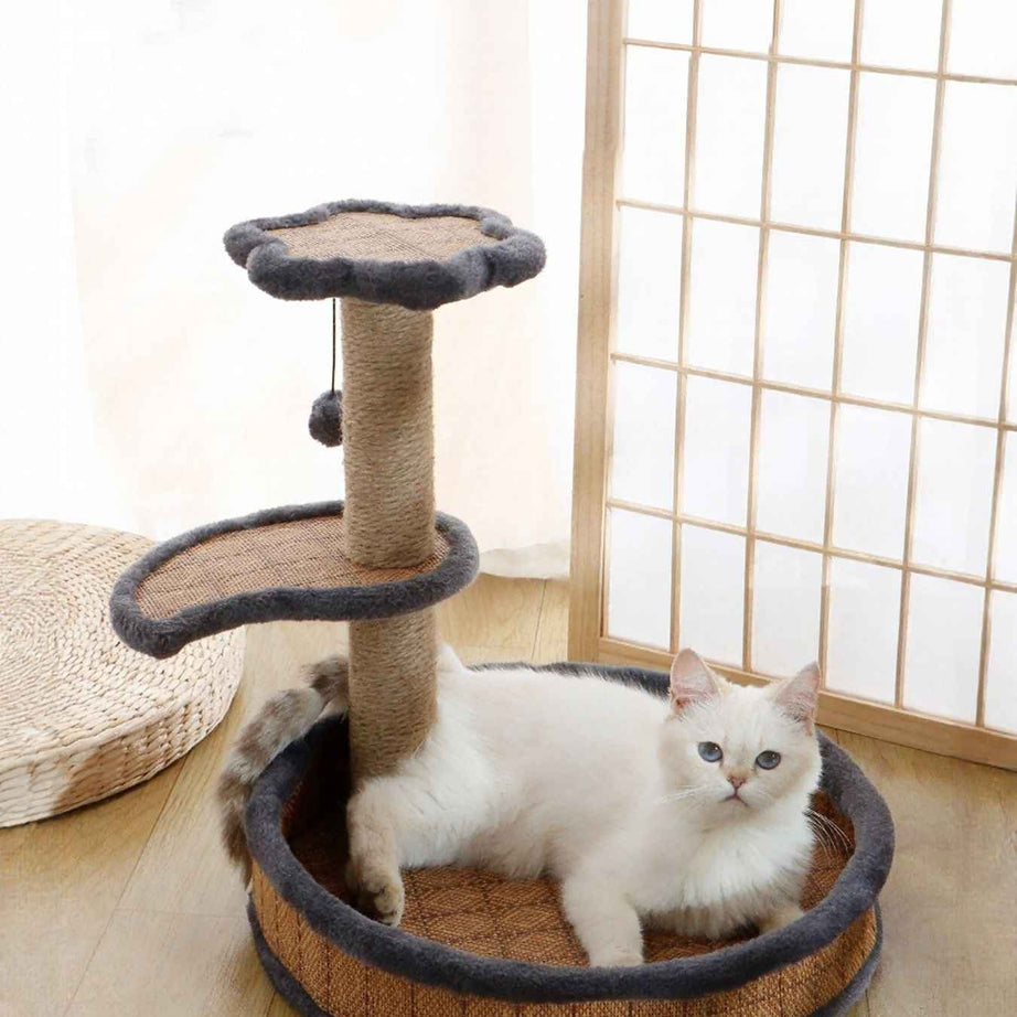 Cat Scratching Post with Bed - Sisal Tower and Toy