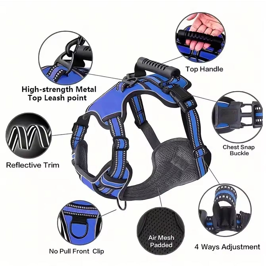 Tactical Dog Harness Set with Car Seat Belt & Travel Bowl