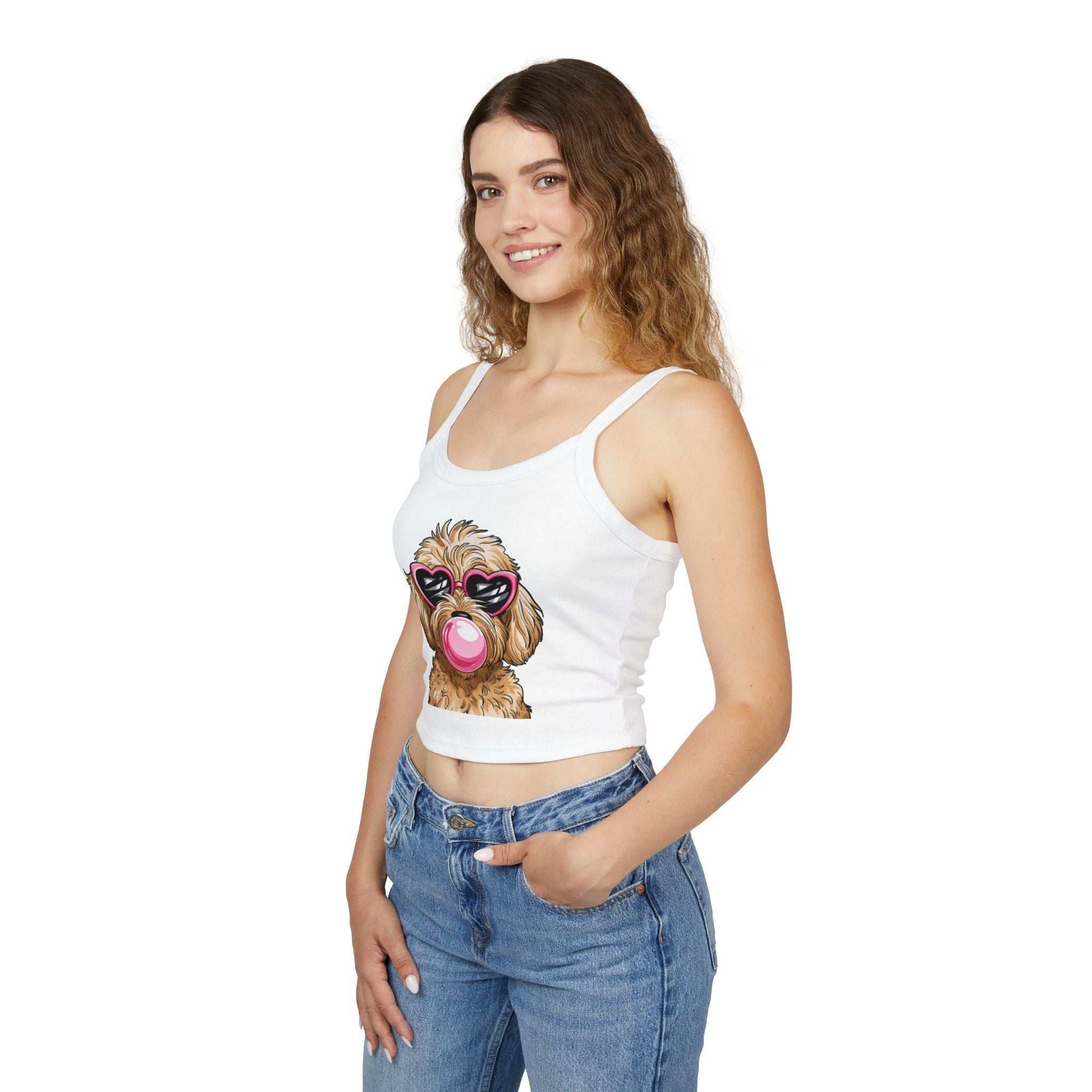 Cool Goldendoodle Blowing Bubble - Women's Spaghetti Strap Tank Top