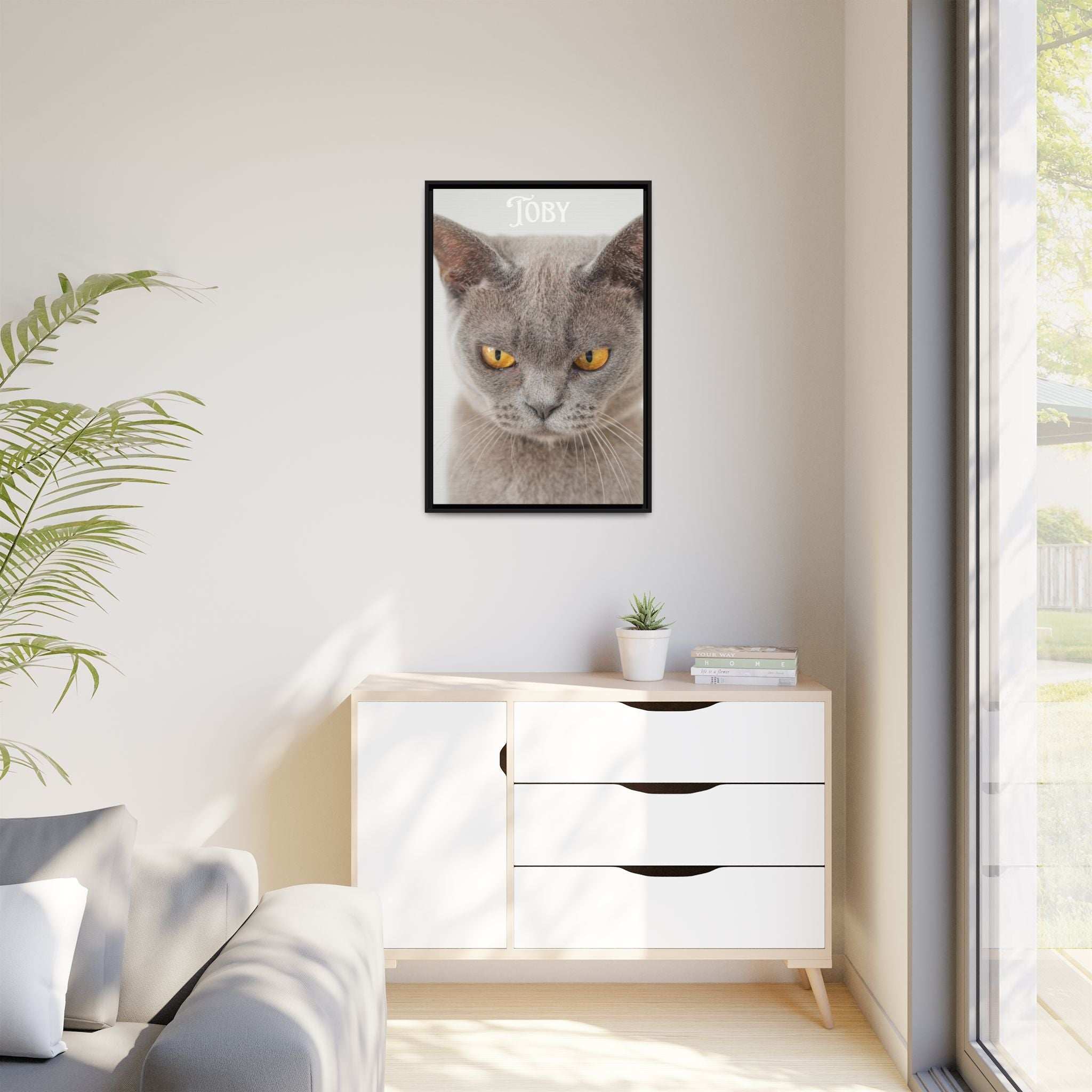 Personalized Photo Wall Art - Framed Matte Canvas Print for Pet Lovers - Customizable Name Print