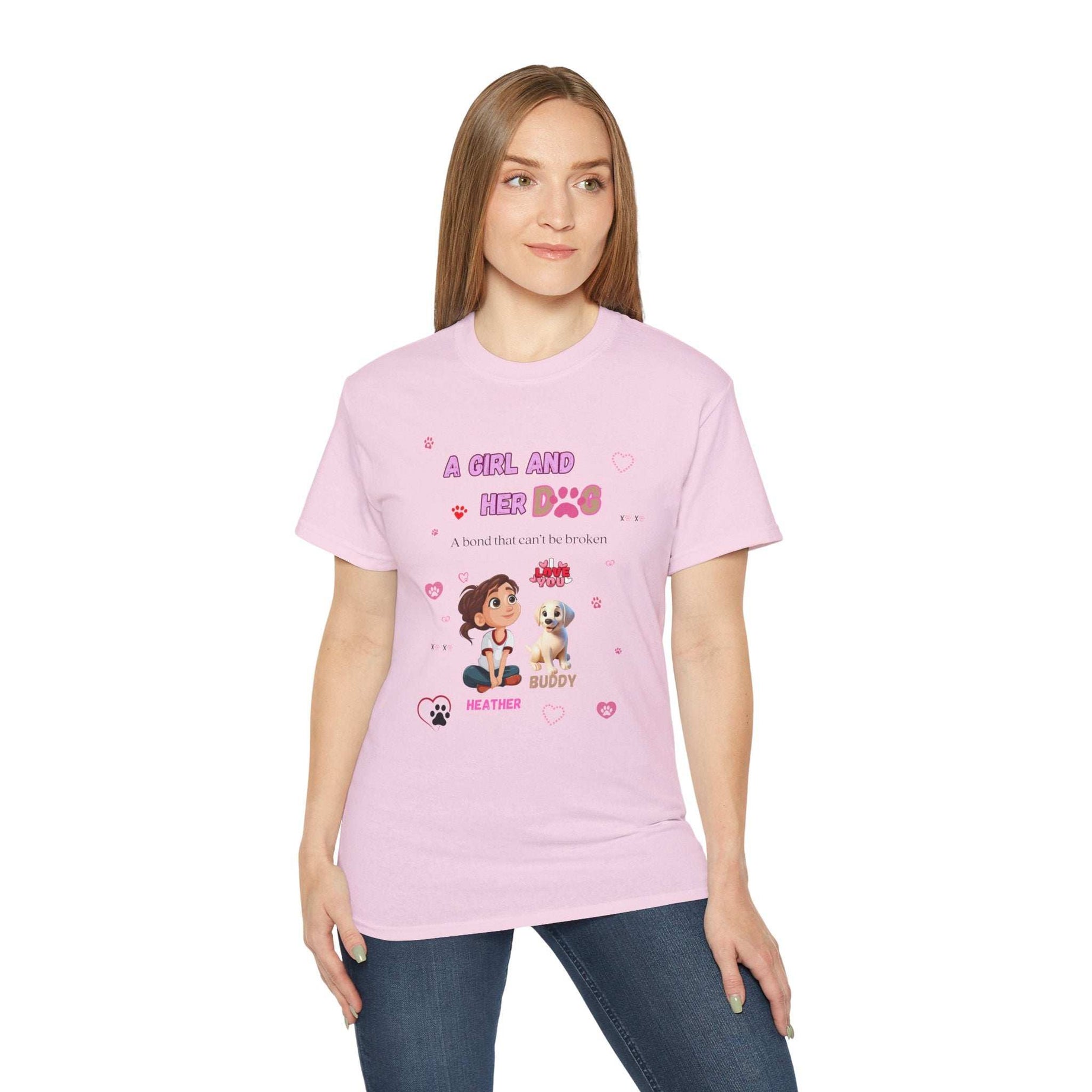Girl and Her Dog Unisex Tee | Cute Pet Lover Shirt | Personalized Gift