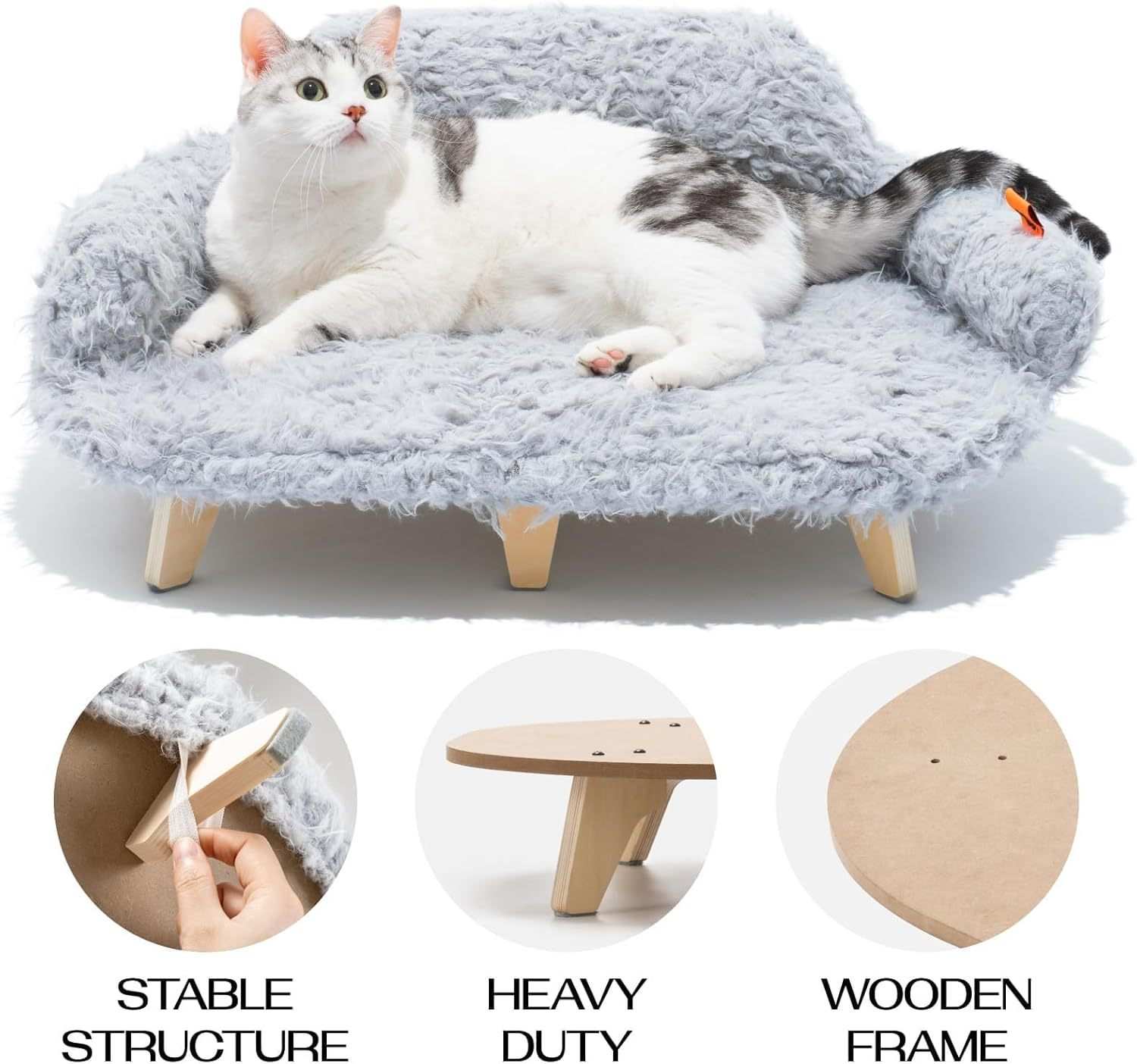 Grey Modern Elevated Pet Bed - Wooden