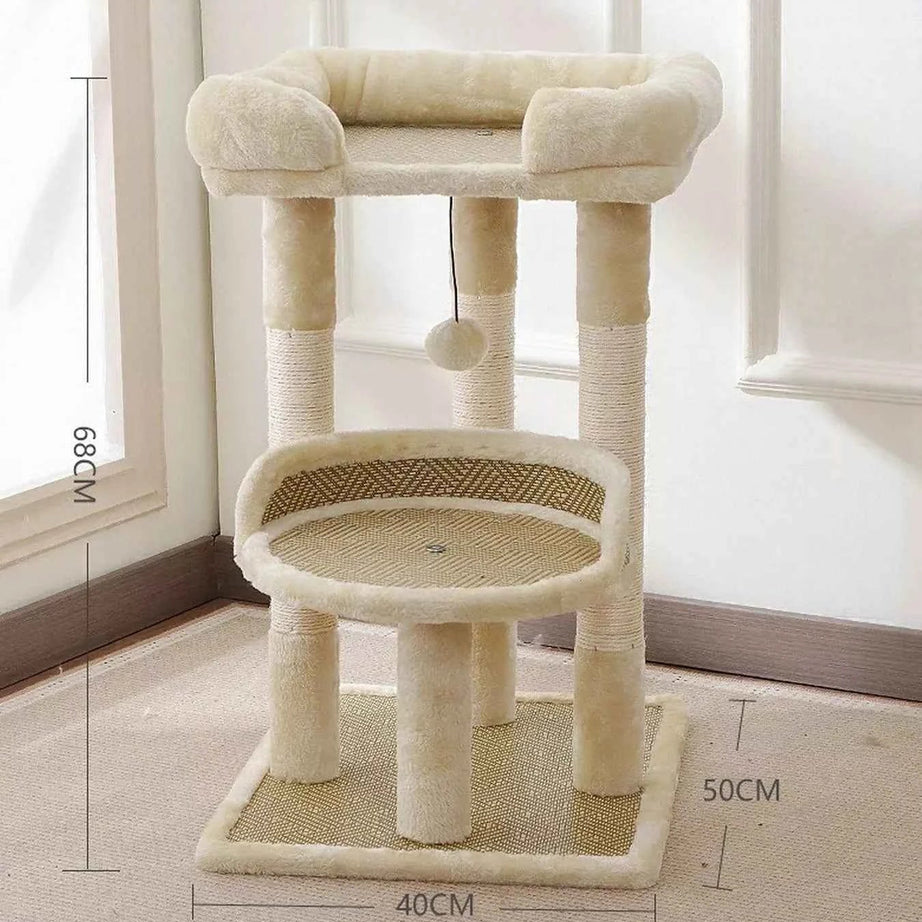 Plush Cat Tree Condo - Multi-Level Scratching Posts