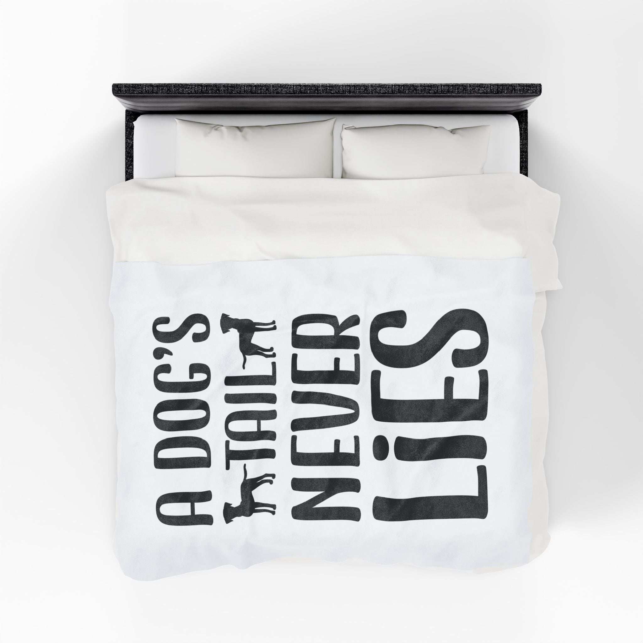 Cozy Velveteen Plush Blanket - "A Dog's Tail Never Lies" - Pet Lover Gift