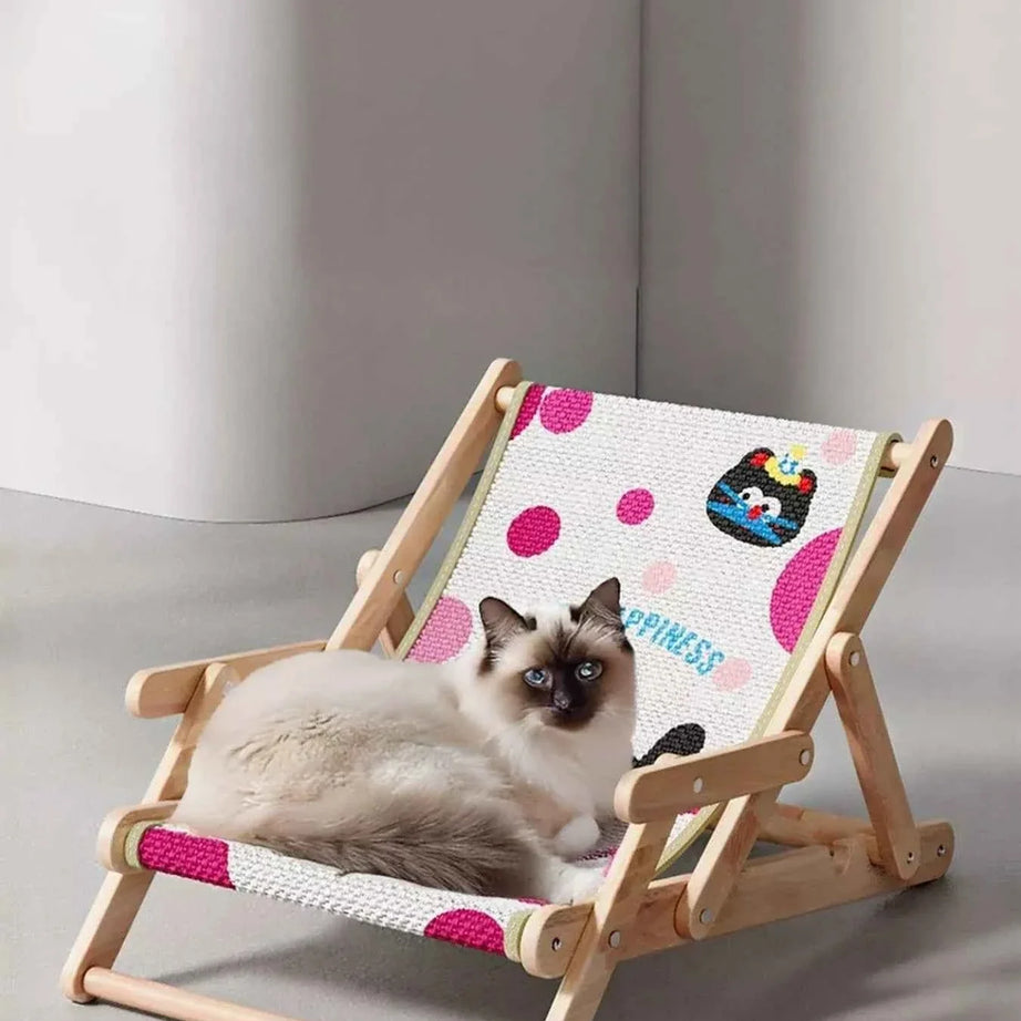 Pet Beach Style Chair - Adjustable Wooden Frame