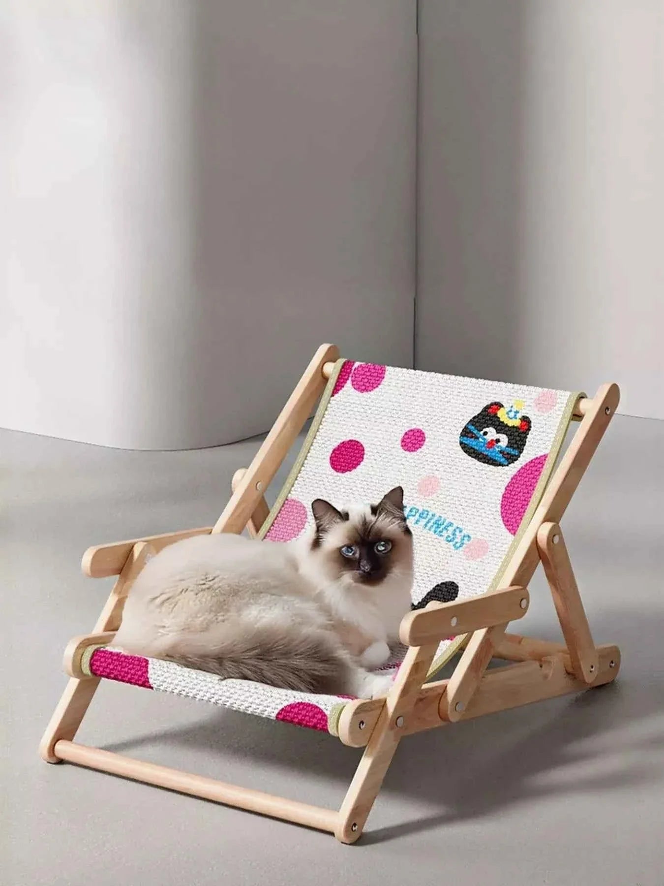 Pet Beach Style Chair - Adjustable Wooden Frame