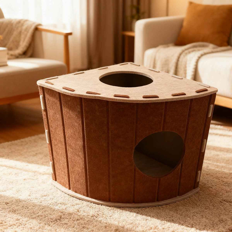 Enclosed Felt Cat House & Calming Bed for Multi-Cat Families