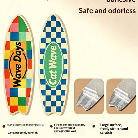 Cat Surfboard Wall Scratcher - Sisal Wall-Mounted Scratching Board