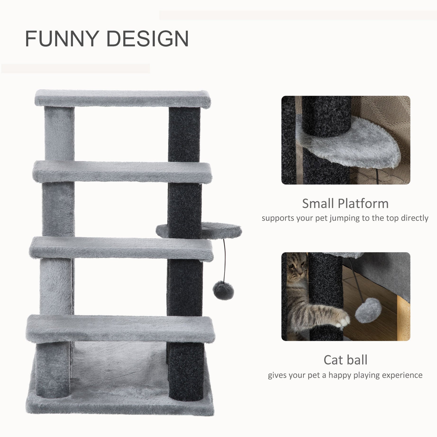 Cat Stairs 4-Step - Flannel Steps Platform Hanging Toy