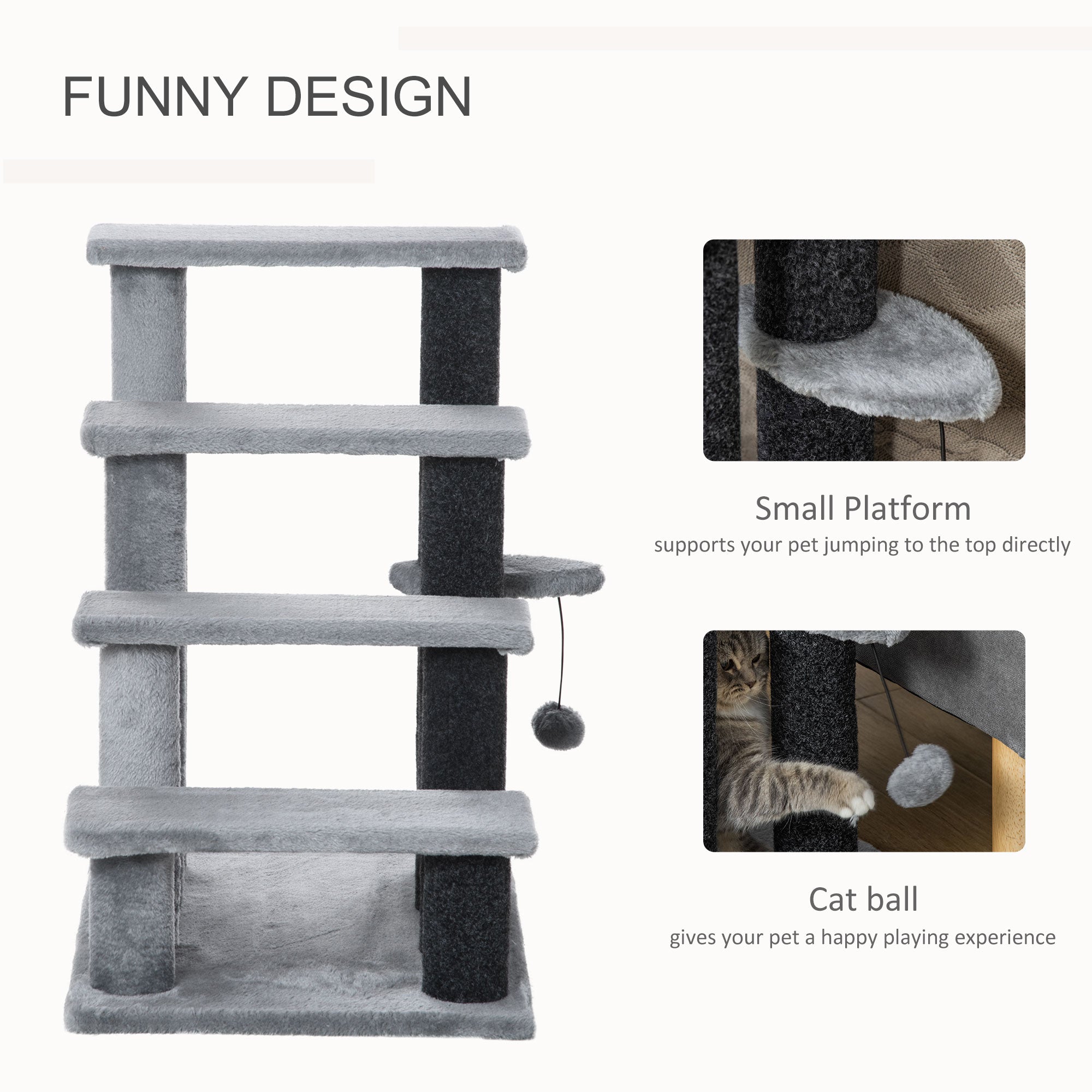 Cat Stairs 4-Step - Flannel Steps Platform Hanging Toy