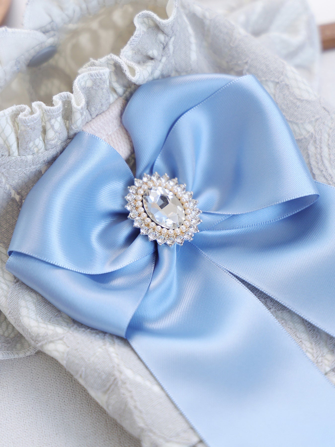 Dog Lace Ruffle Dress - Jacquard Bow with Rhinestone for Small Dogs