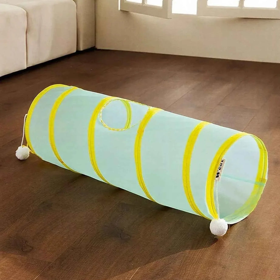 Foldable Cat Tunnel Toy - Peephole Bear Window