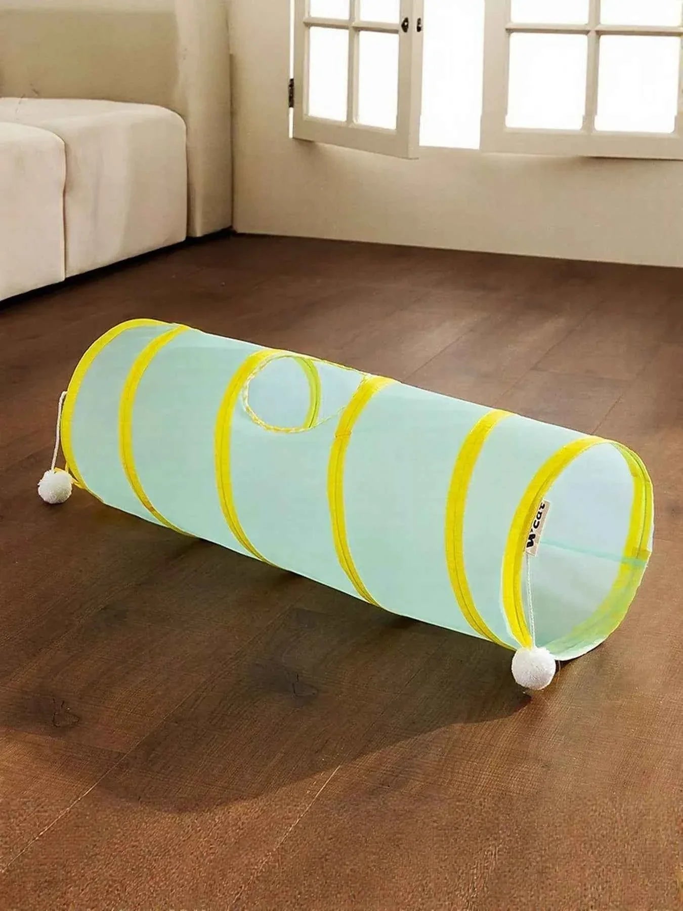 Foldable Cat Tunnel Toy - Peephole Bear Window