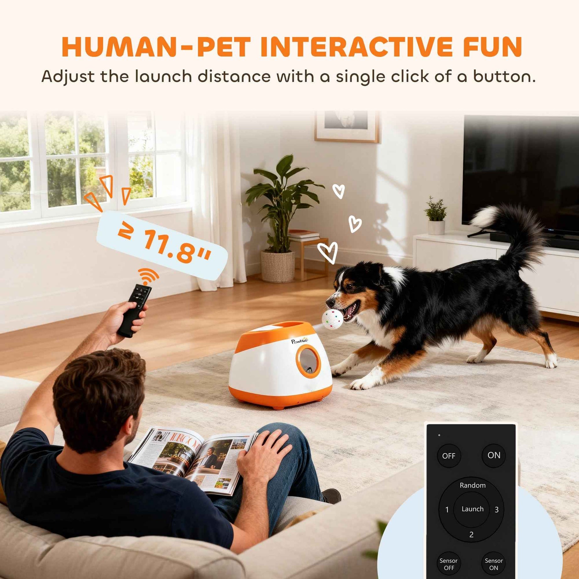 Automatic Dog Ball Launcher - 26-79 FT Remote Control
