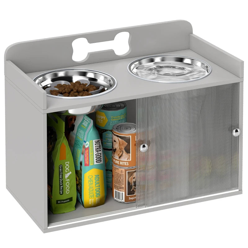 Elevated Dog Bowls - Modern Gray Design