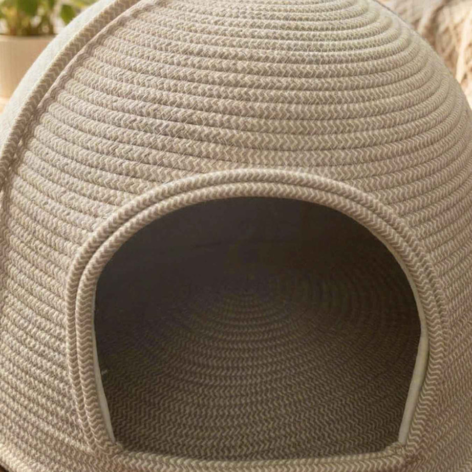 Cat Rope Dome Nest - Semi-Enclosed Cotton Woven Bed