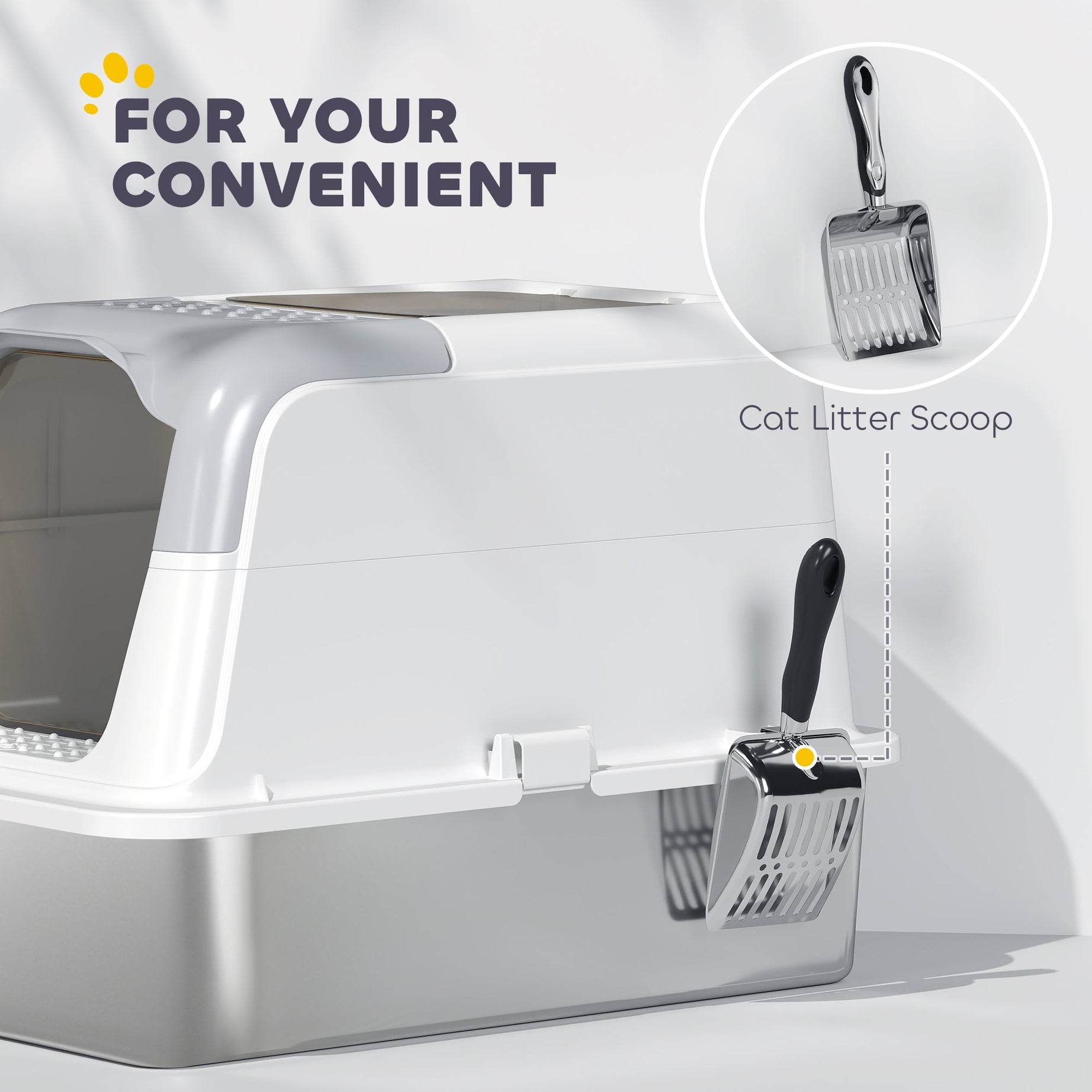 Cat Litter Box Enclosed XL Stainless Steel - Front Entry Top Exit Deodorizer