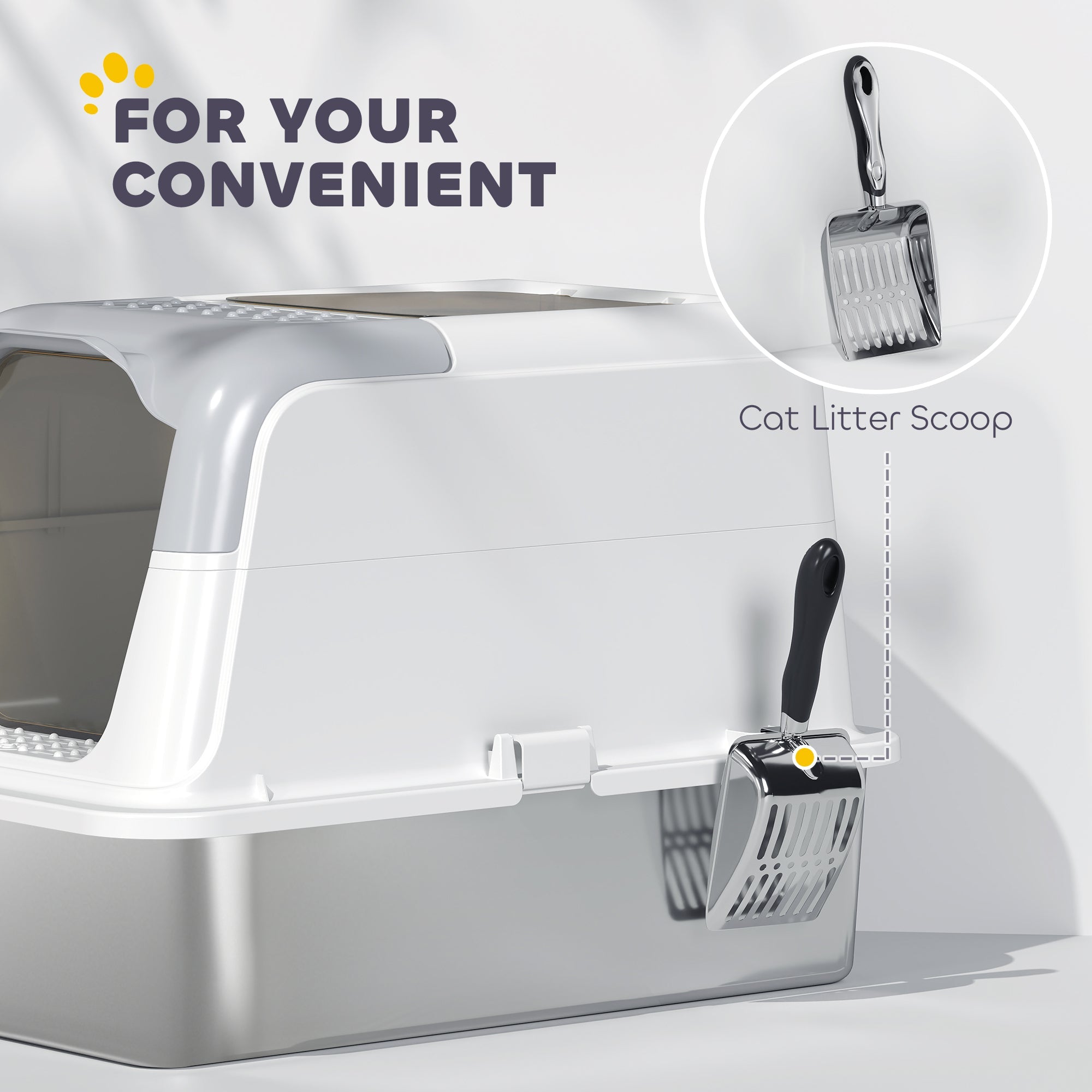 Cat Litter Box Enclosed XL Stainless Steel - Front Entry Top Exit Deodorizer
