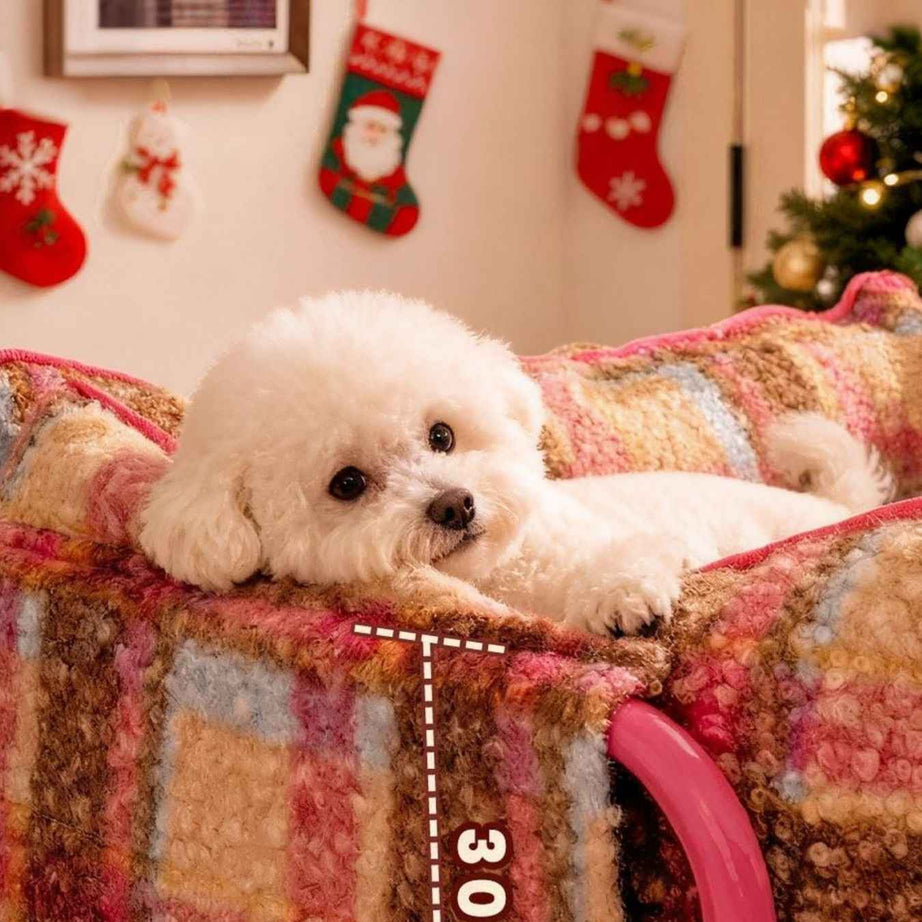 Pet Plaid Sofa Bed Plush - Foldable Couch for Cats and Dogs
