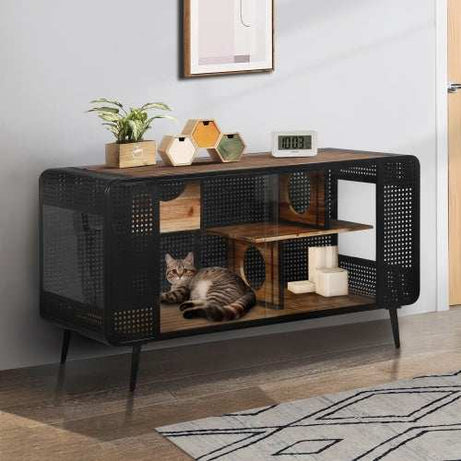 Spacious Cat House - Tempered Glass Design