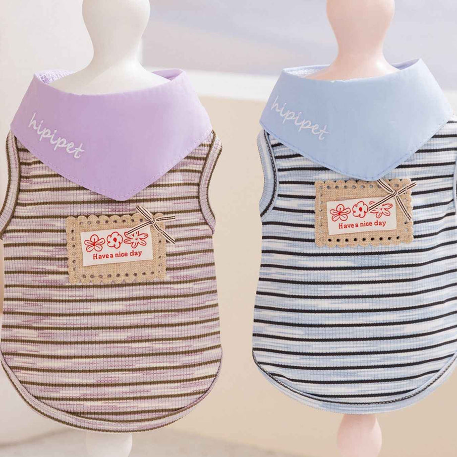 Pet Striped Tie-Front Top - Cute Small Pet Summer Shirt
