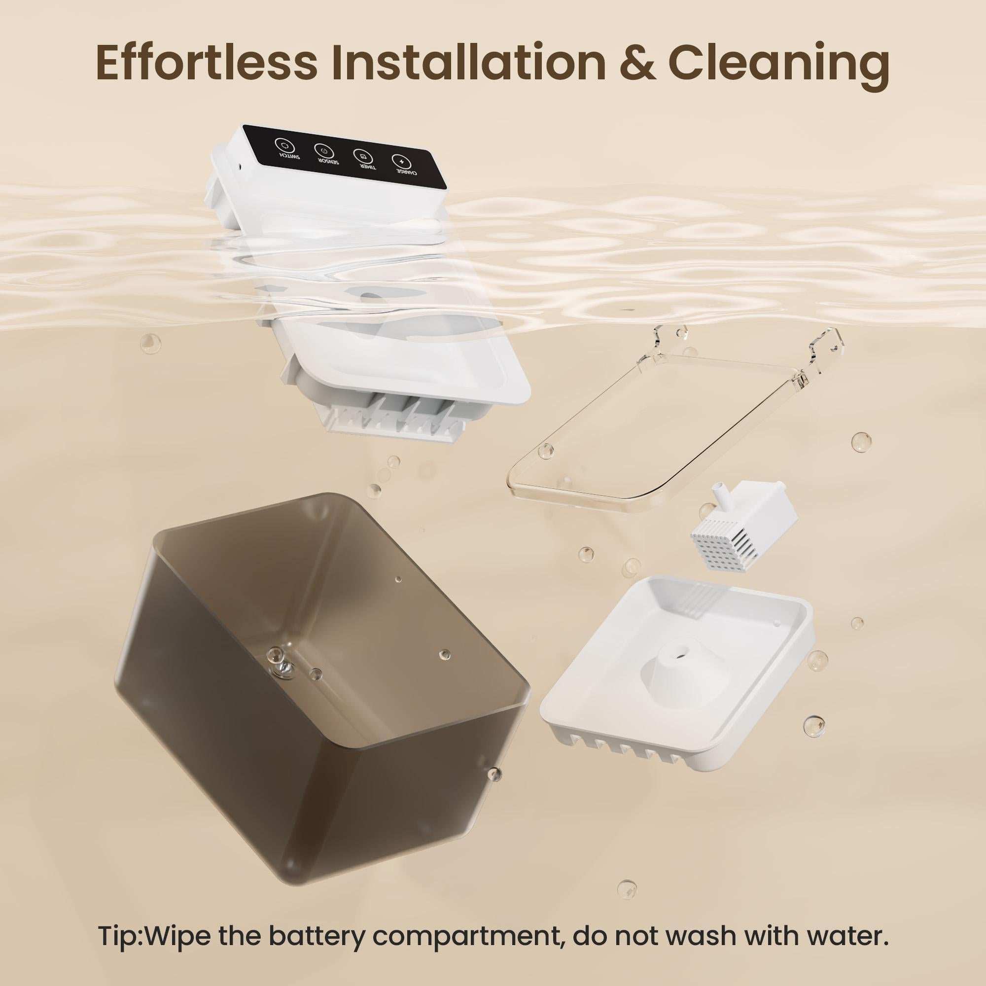Wireless Charging Battery Driven 304 Stainless Steel Cat Automatic Induction Pet Water Fountain