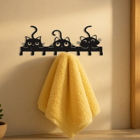 Iron Cat Hook Rack - Decorative Wall Key Holder
