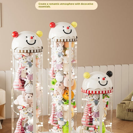 Pet Toy Storage Tower - Clear Cylinder Organizer with LED Lights