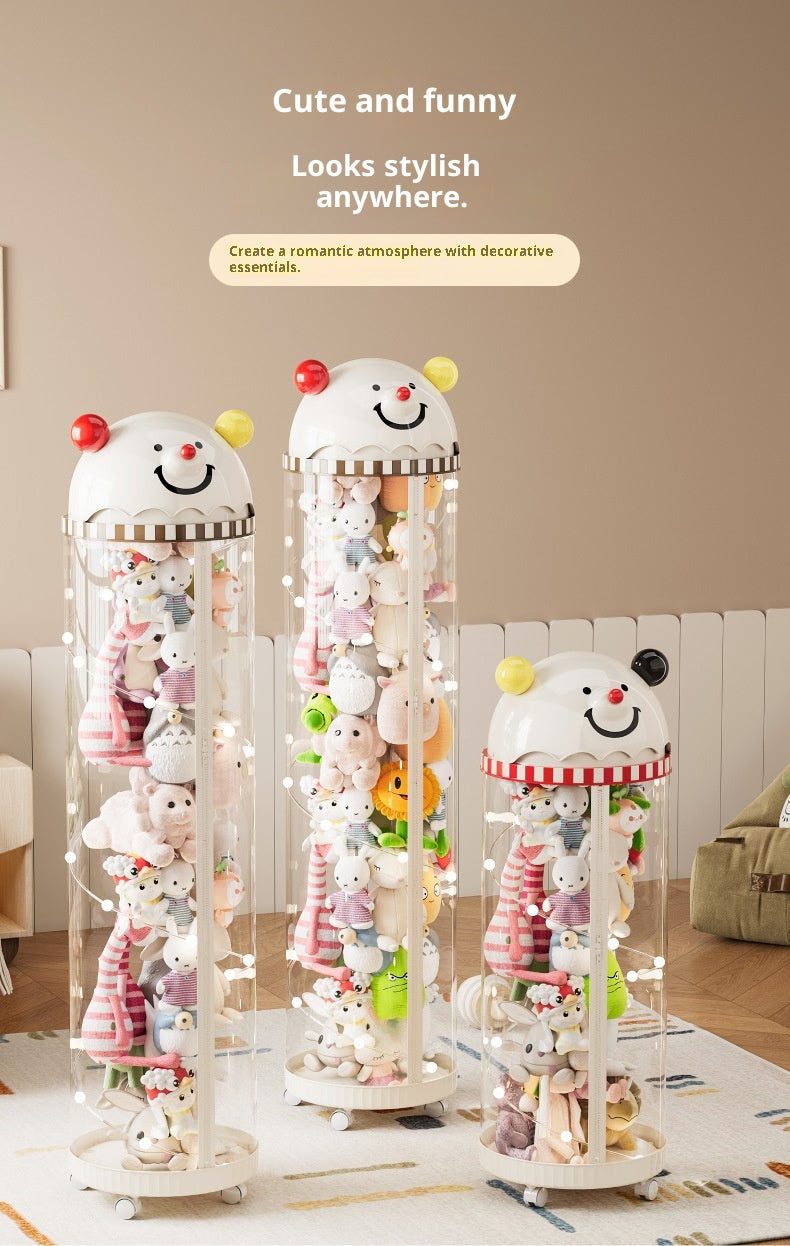 Pet Toy Storage Tower - Clear Cylinder Organizer with LED Lights