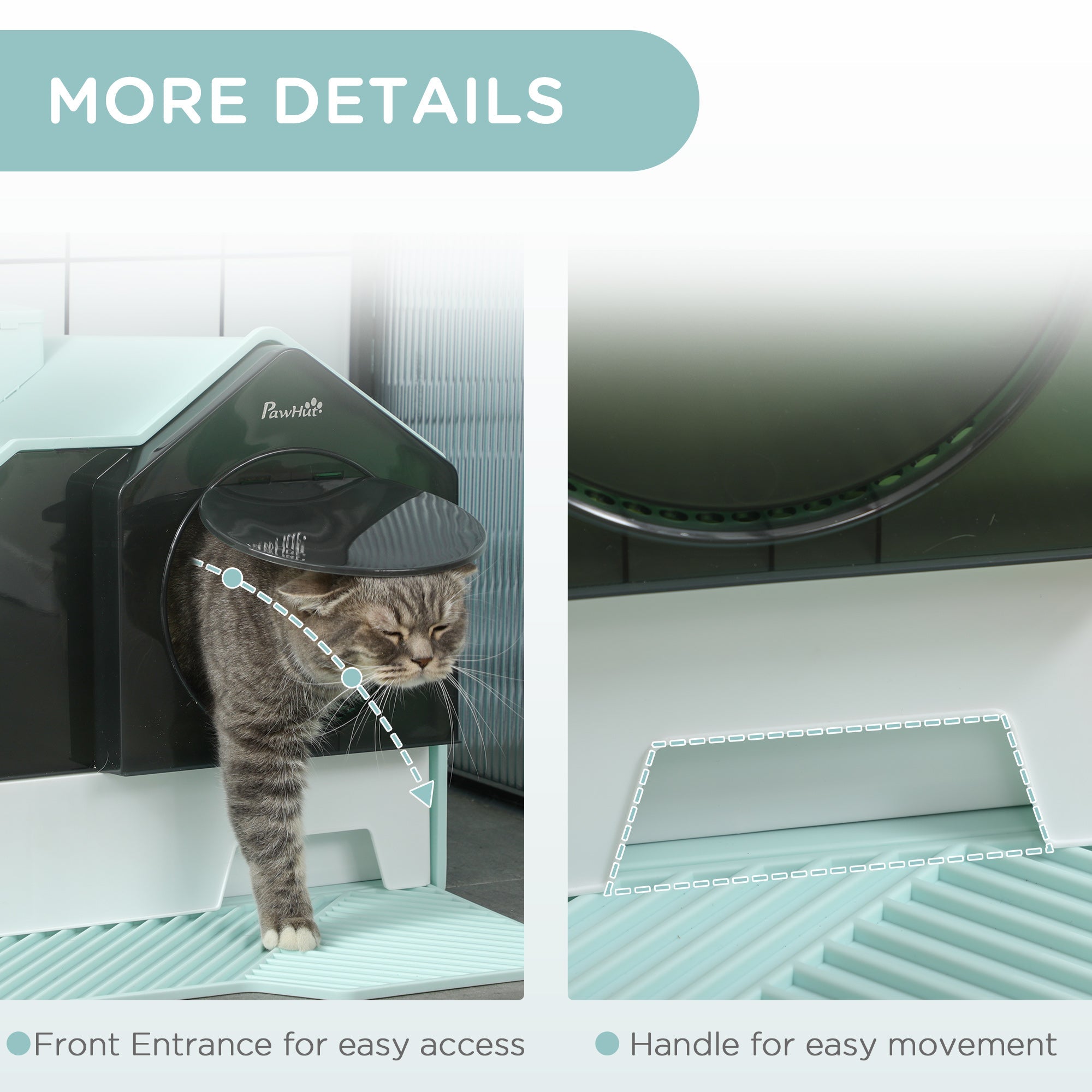 Cat Litter Box Hooded House - Drawer Clean Mat Scoop Included