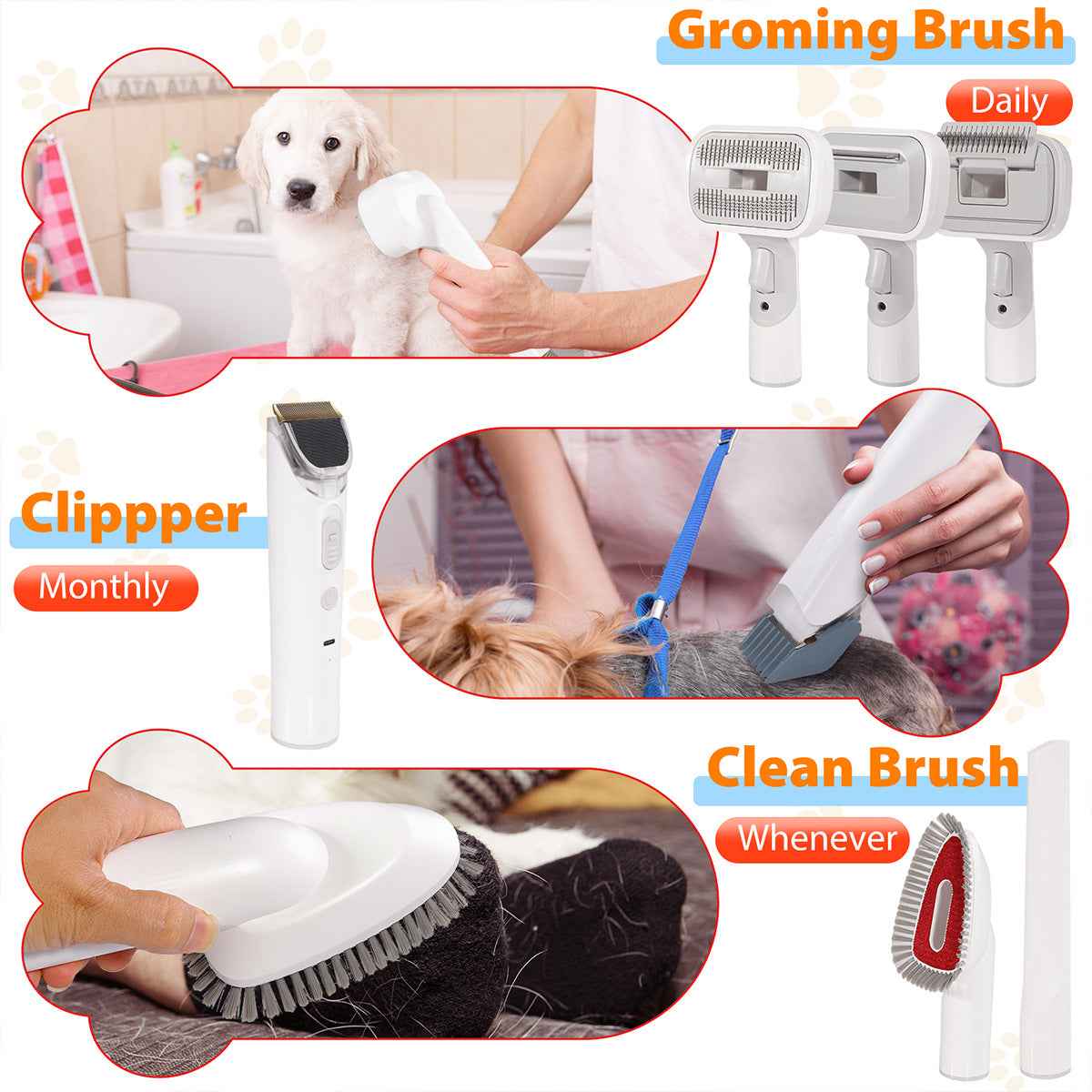 Pet Grooming Vacuum Clipper All-in-One - Suction Hair Care Kit