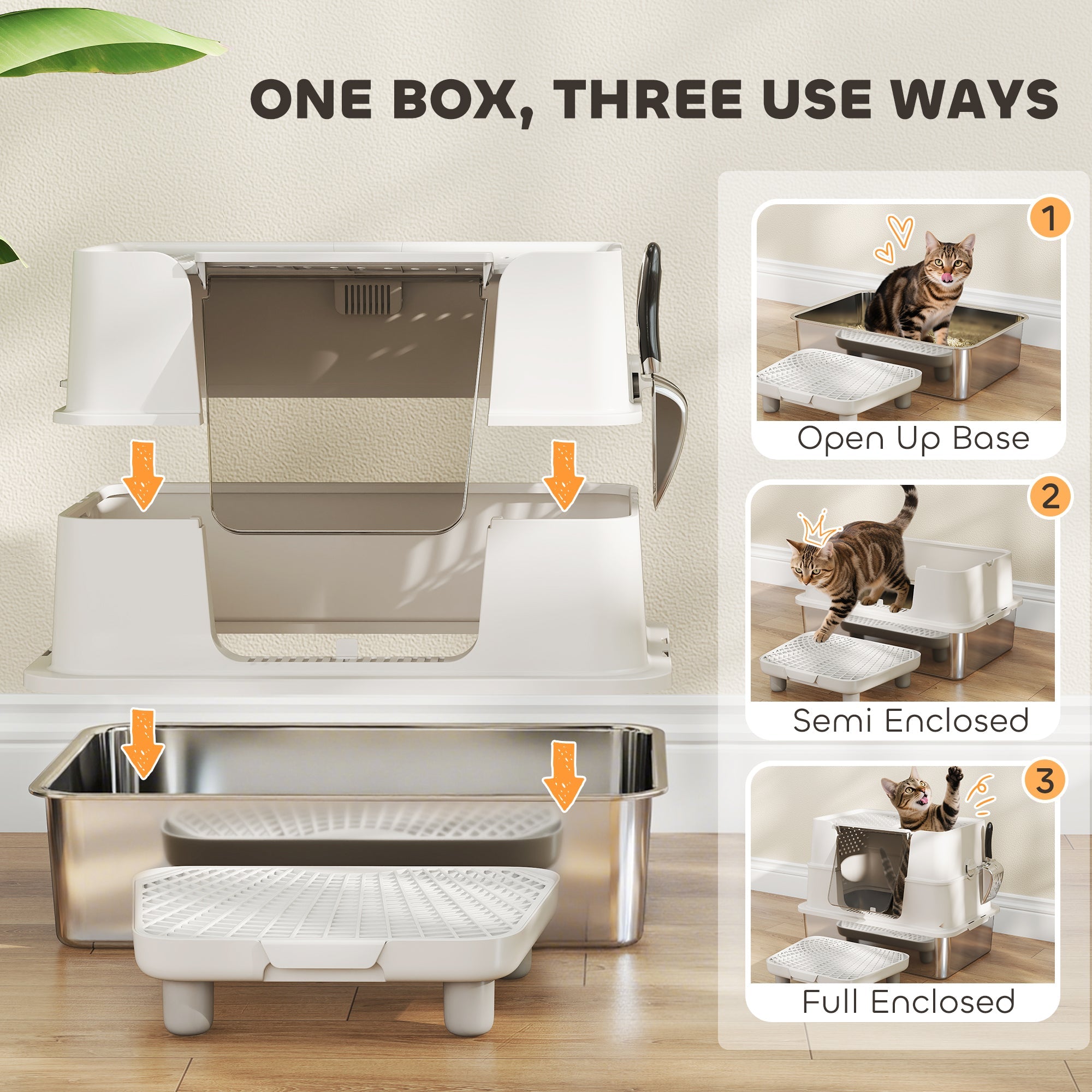Cat Litter Box XL Stainless Steel - Dual Entry Flip Top