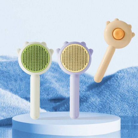 Professional De-Shedding Brush - Massage Grooming Tool with Self-Cleaning Button