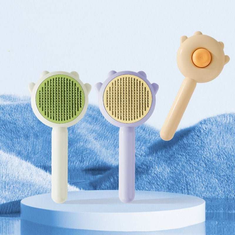 Professional De-Shedding Brush - Massage Grooming Tool with Self-Cleaning Button