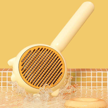 Professional De-Shedding Brush - Massage Grooming Tool with Self-Cleaning Button