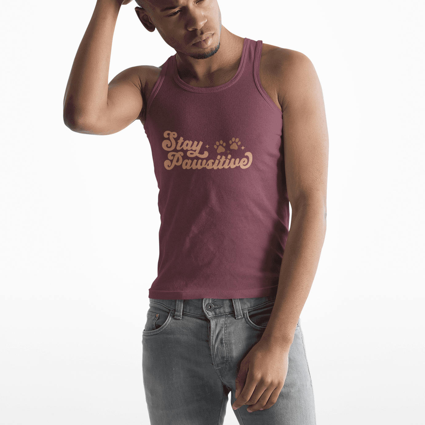 Cute Pet Lover Tank Top, Stay Pawsitive Tank, Funny Dog Lover Shirt