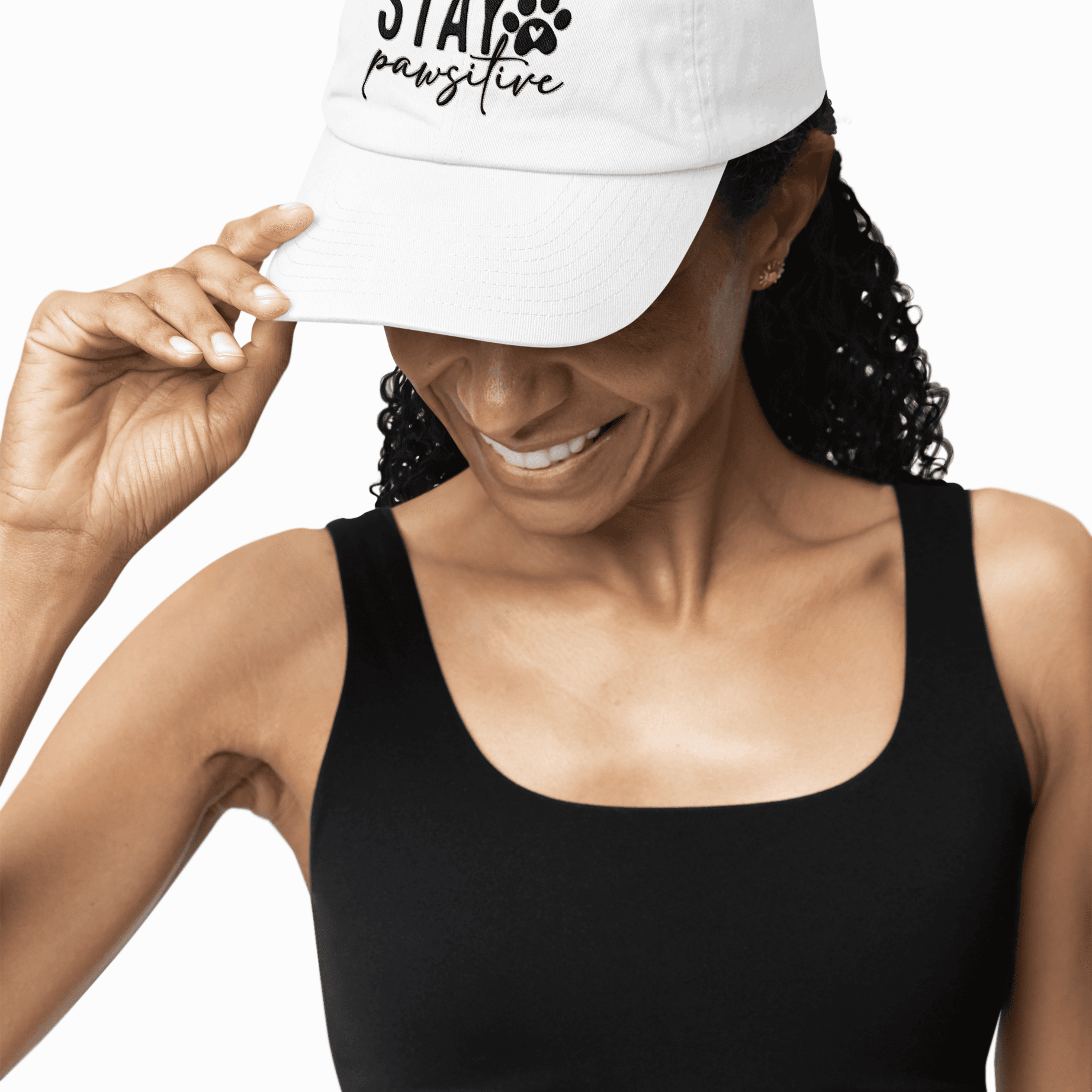 Stay Pawsitive Embroidered Dad Cap - Inspirational Pet Lover Baseball Hat
