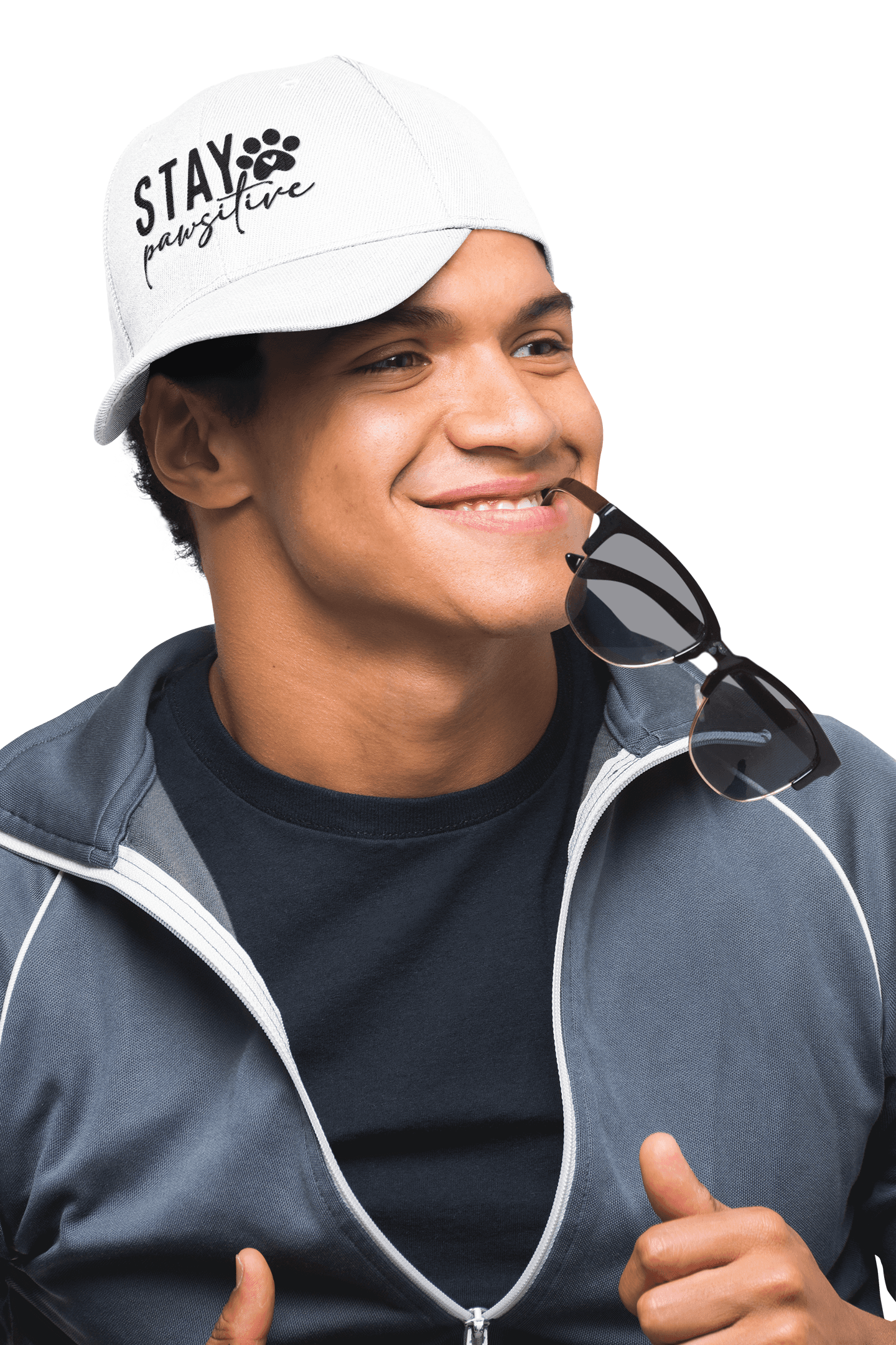 Stay Pawsitive Embroidered Dad Cap - Inspirational Pet Lover Baseball Hat