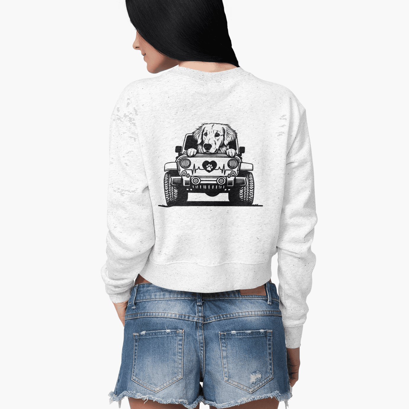 Golden Retriever Jeep Sweatshirt - Dog Lover's Heavy Blend