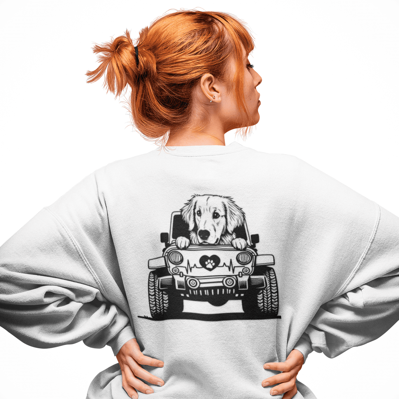 Golden Retriever Jeep Sweatshirt - Dog Lover's Heavy Blend