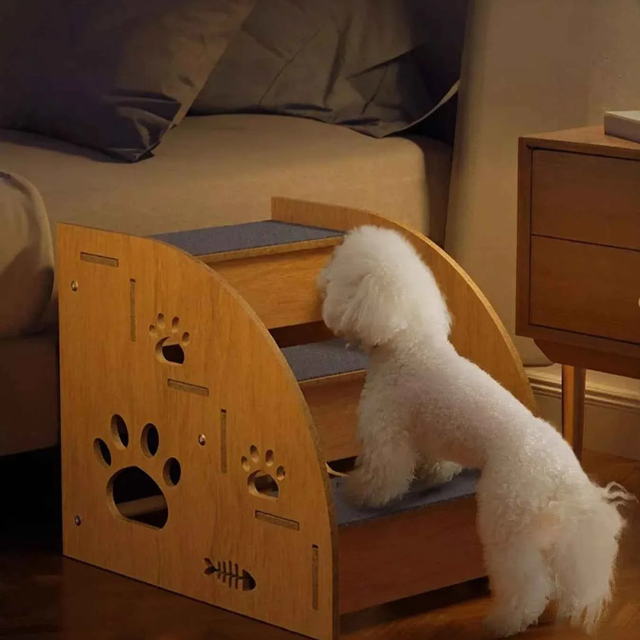 Pet Stairs Wooden - 3 Step Dog Cat Furniture Ramp