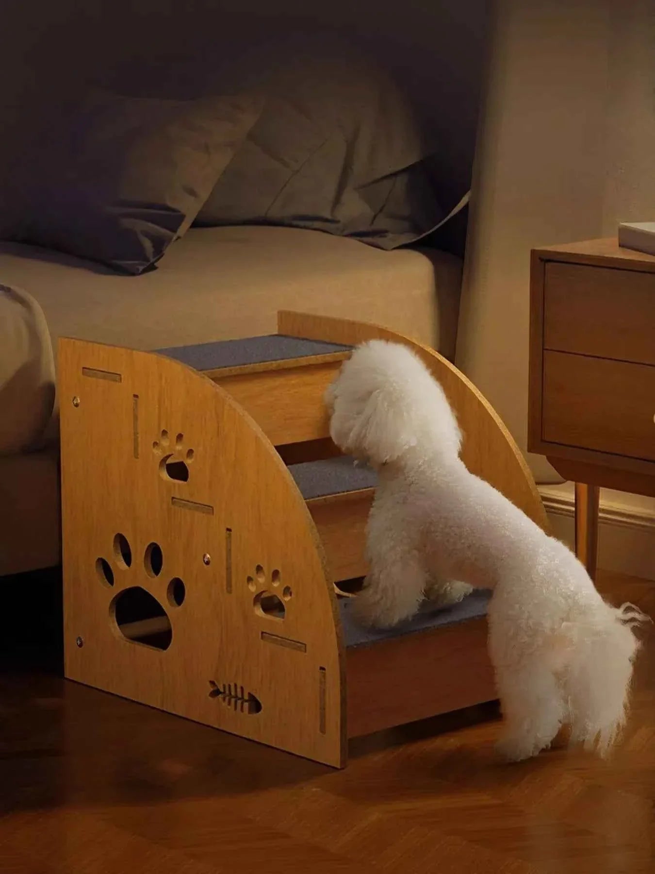 Pet Stairs Wooden - 3 Step Dog Cat Furniture Ramp