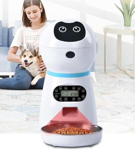 Automatic Robot Style Intelligent Audible Pet Feeder - Record your Message