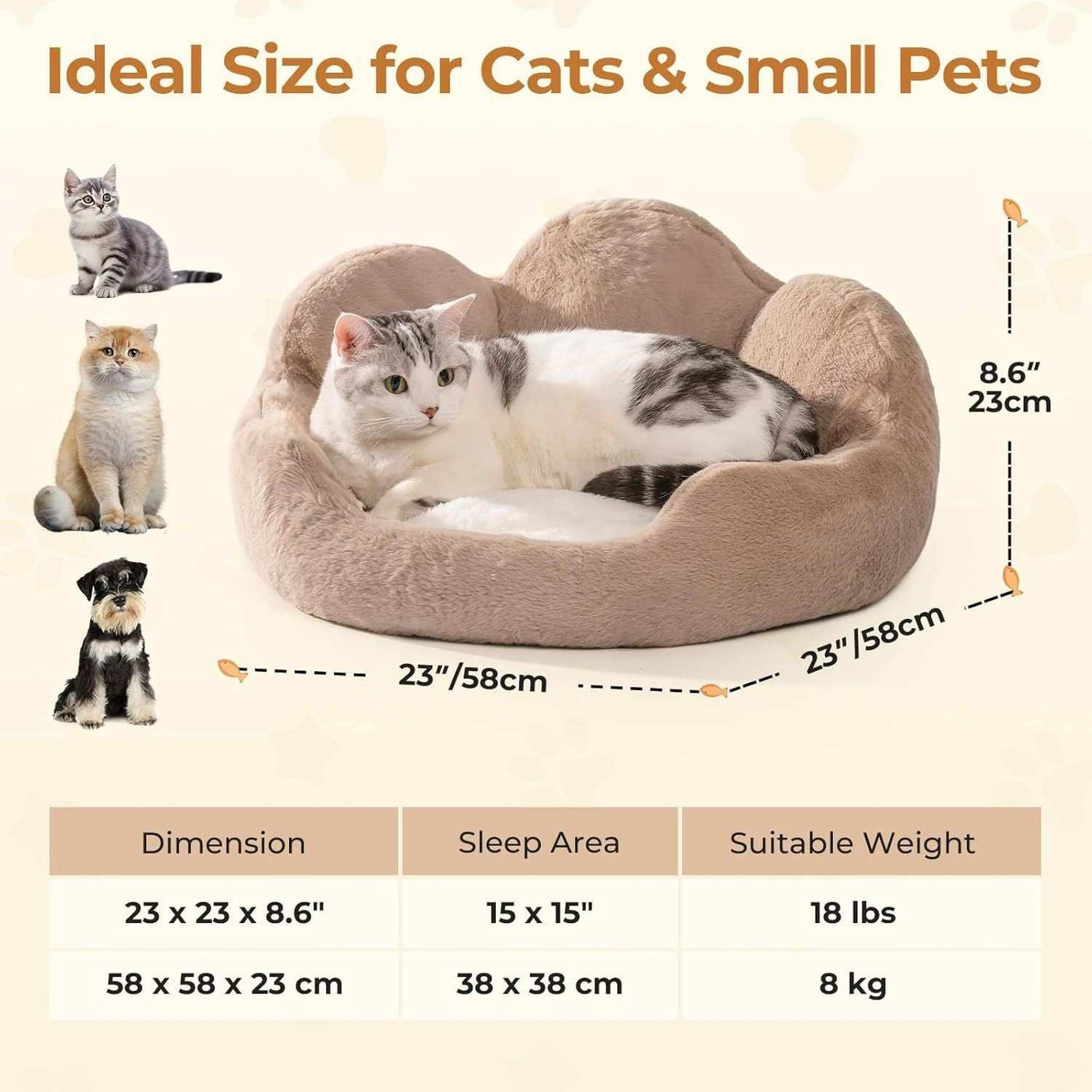 Cozy Khaki Flower Pet Bed - Washable