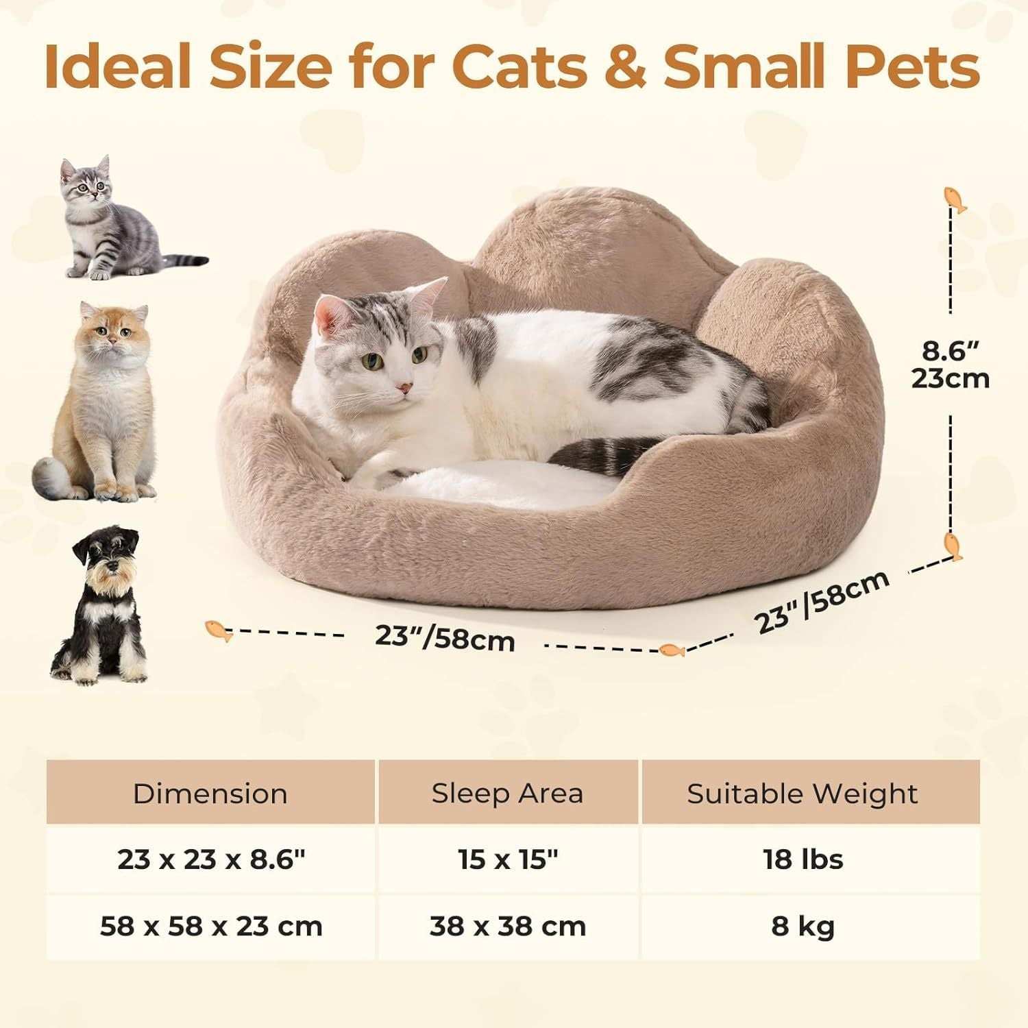 Cozy Khaki Flower Pet Bed - Washable