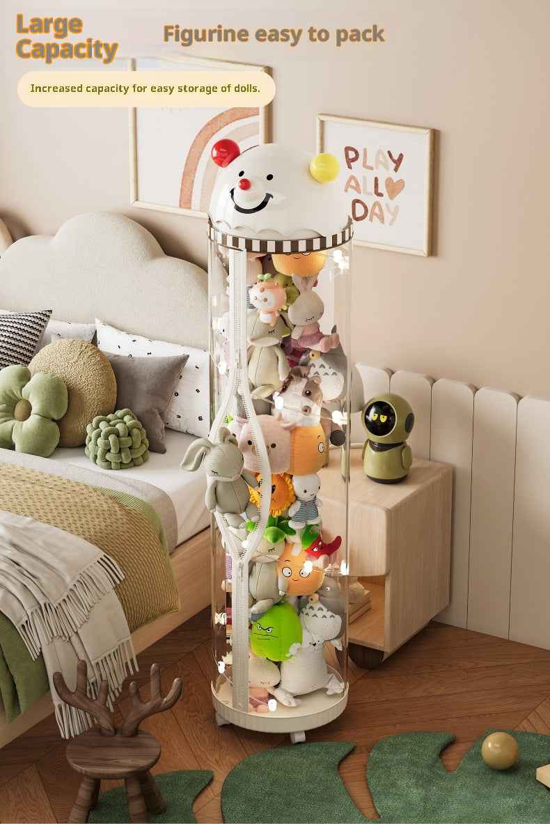 Pet Toy Storage Tower - Clear Cylinder Organizer with LED Lights
